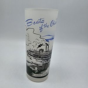 Vintage Queen City Cincinnati Boats Ohio River Glass Frosted Sternwheel